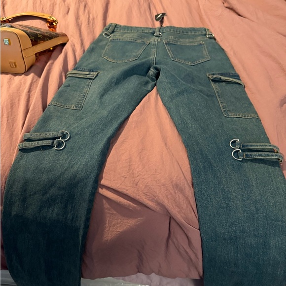 Fashion Nova  Girls Ring of Fire Cargo Jeans Blue - Picture 4 of 12